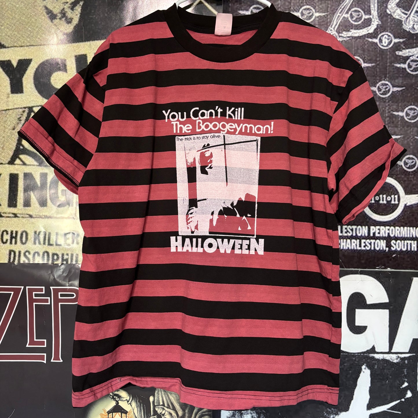 HALLOWEEN black/red striped t-shirt