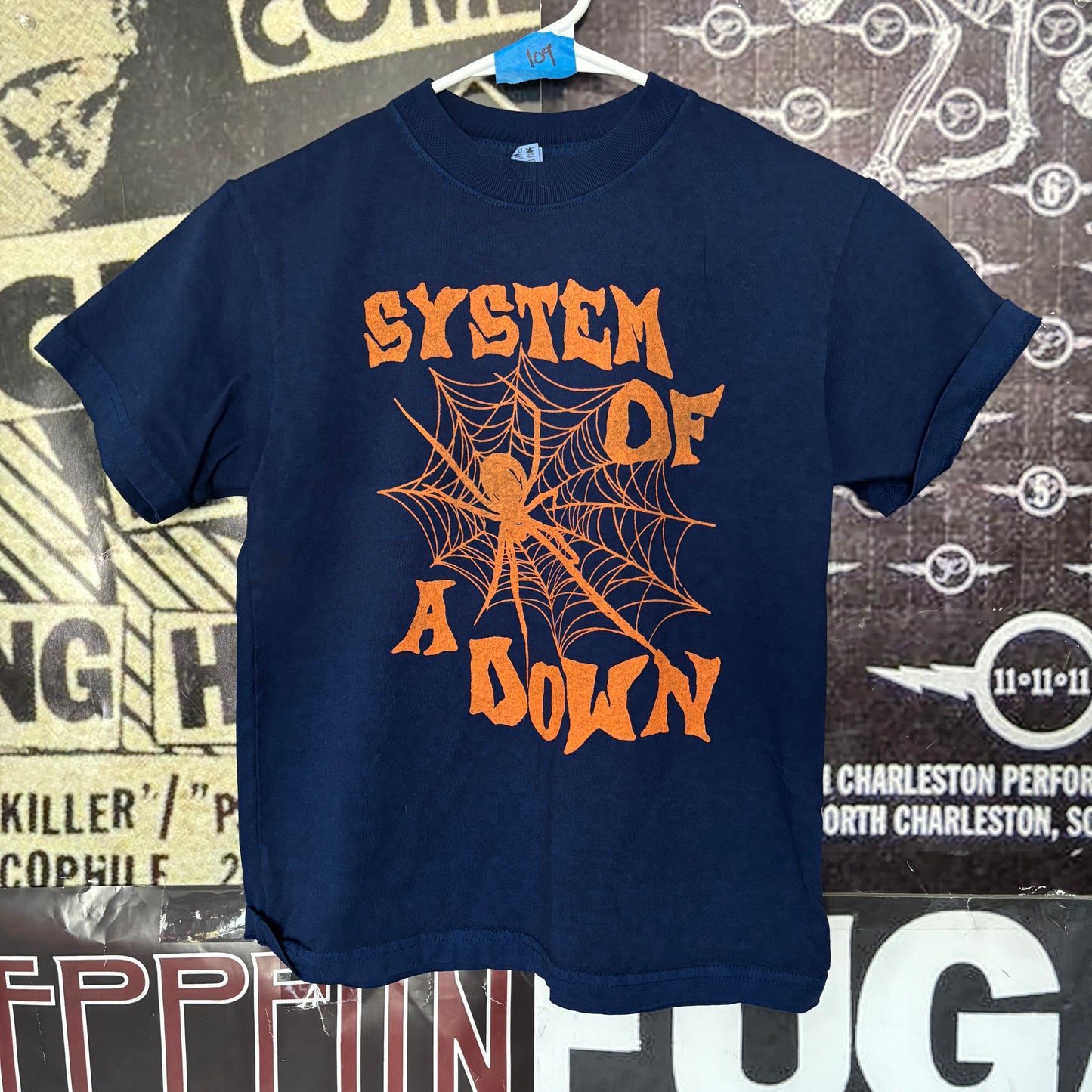 SYSTEM WEBS dark navy/orange slim tee XS/SM