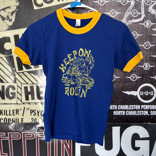 ROLLIN blue/yellow baby ringer tee SM/MED