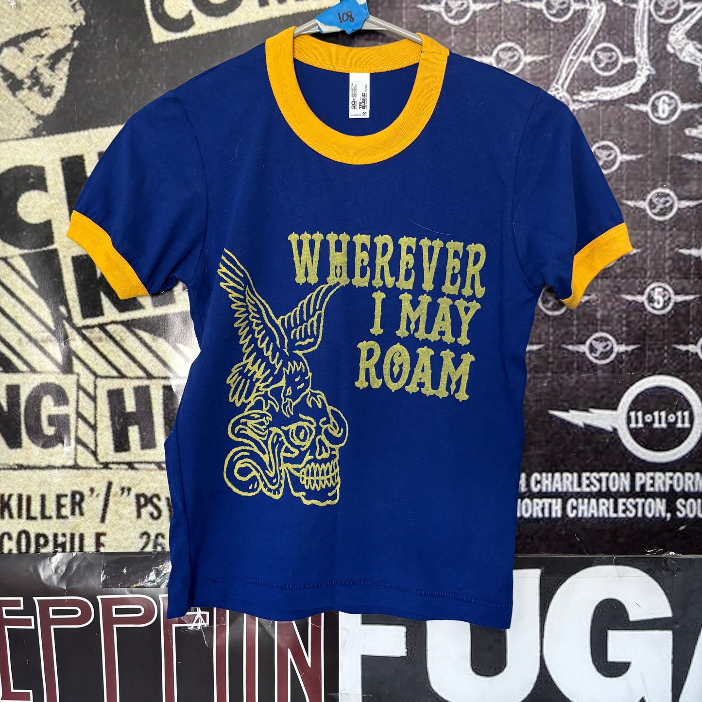 ROAM blue/yellow baby ringer tee SM/MED