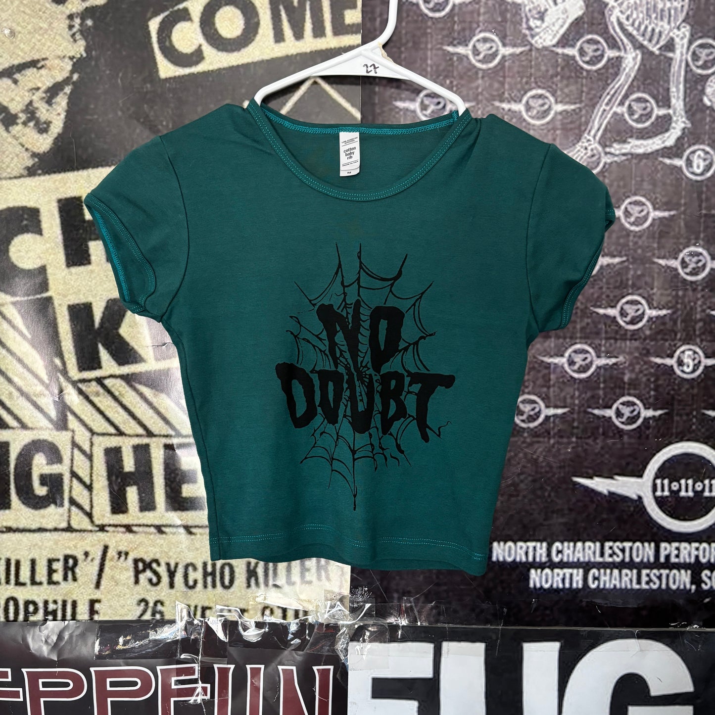 DOUBT forest green crop baby tee SM/MED