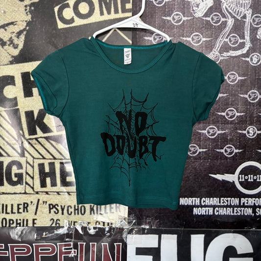 DOUBT forest green crop baby tee SM/MED