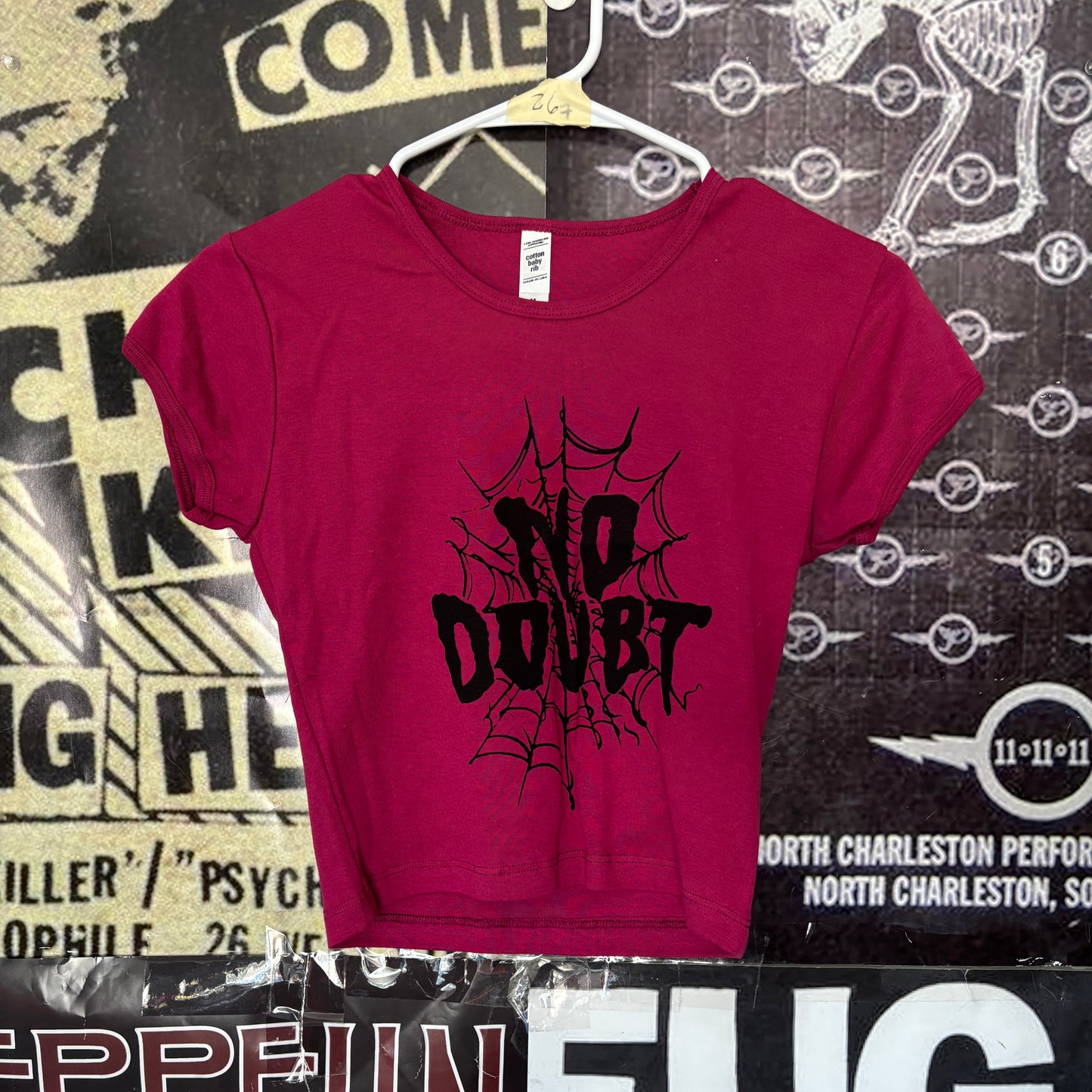 DOUBT ruby green crop baby tee SM/MED