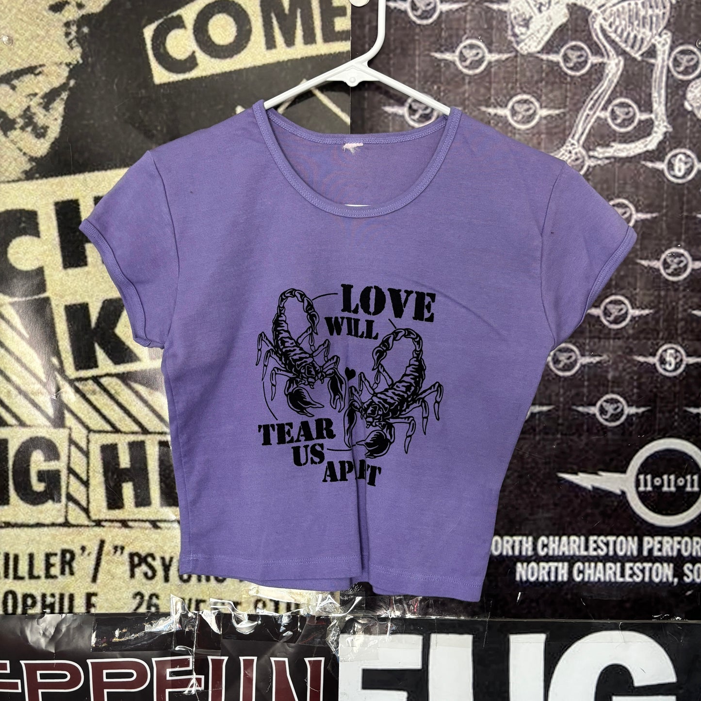 JOY DIVISION purple crop baby tee SM/MED
