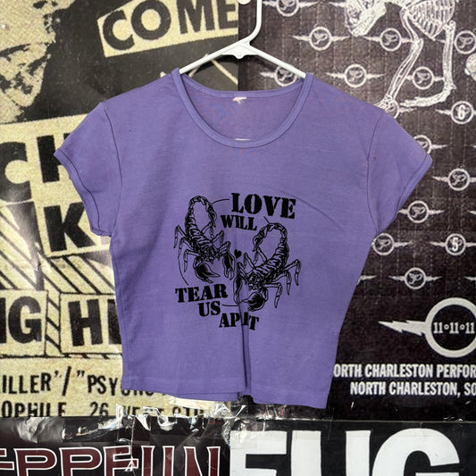 JOY DIVISION purple crop baby tee SM/MED