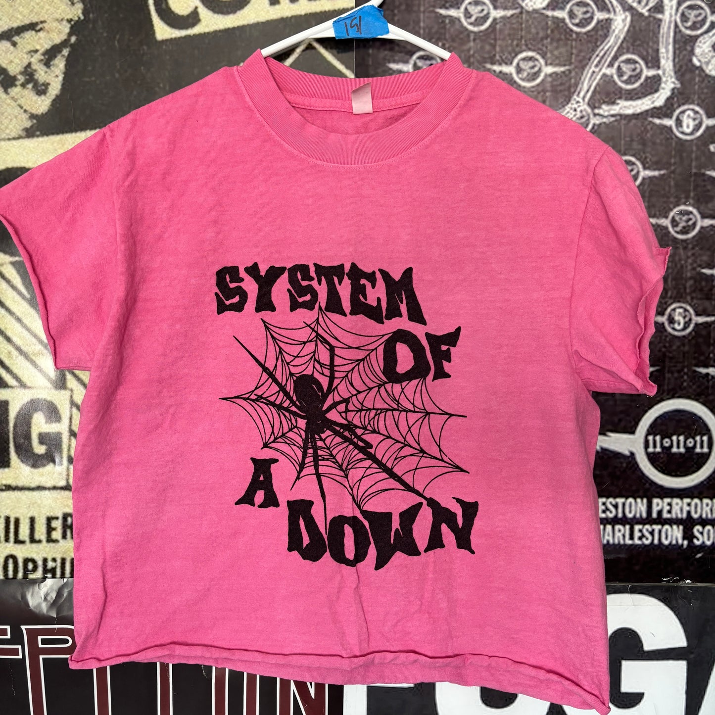 SYSTEM WEBS pink cut off t-shirt SM/MED