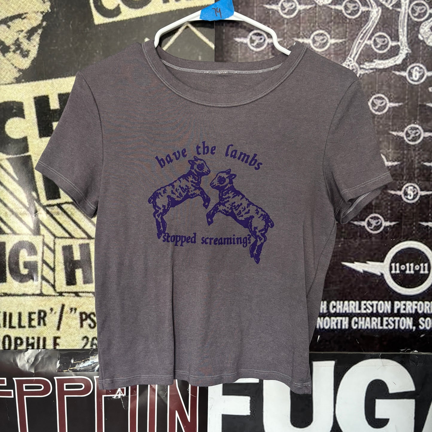 SILENCE grey/purple baby tee SM/MED