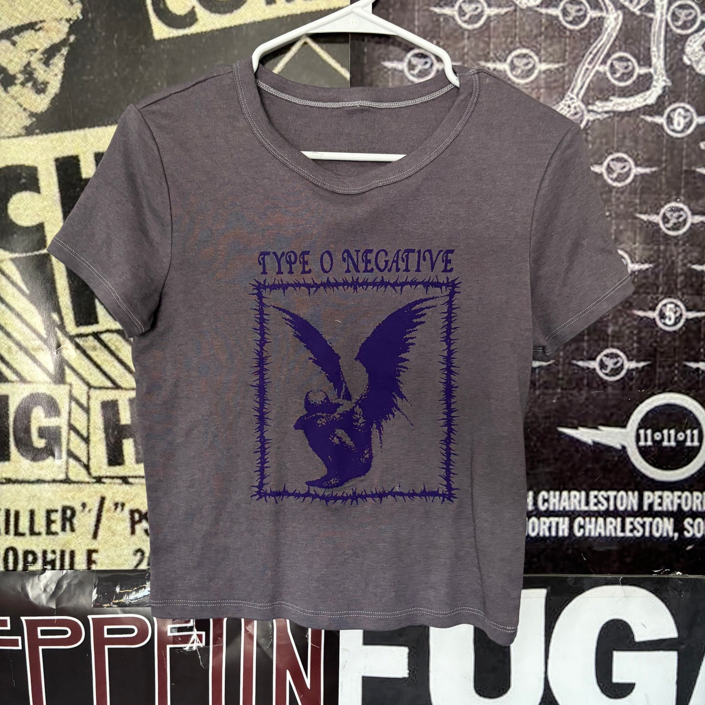 TYPE grey/purple baby tee SM/MED