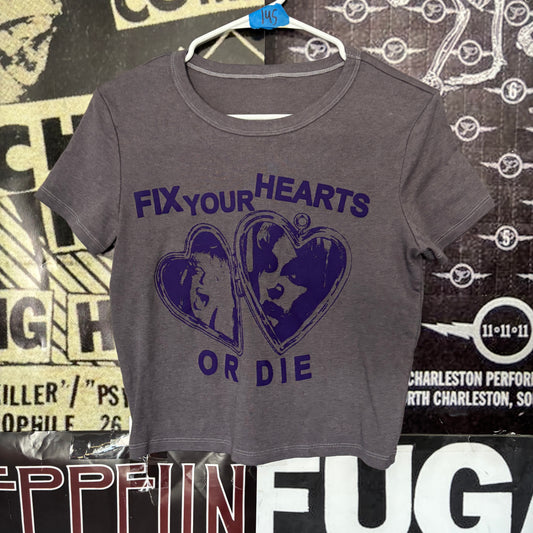 TWIN PEAKS HEART grey/purple baby tee SM/MED