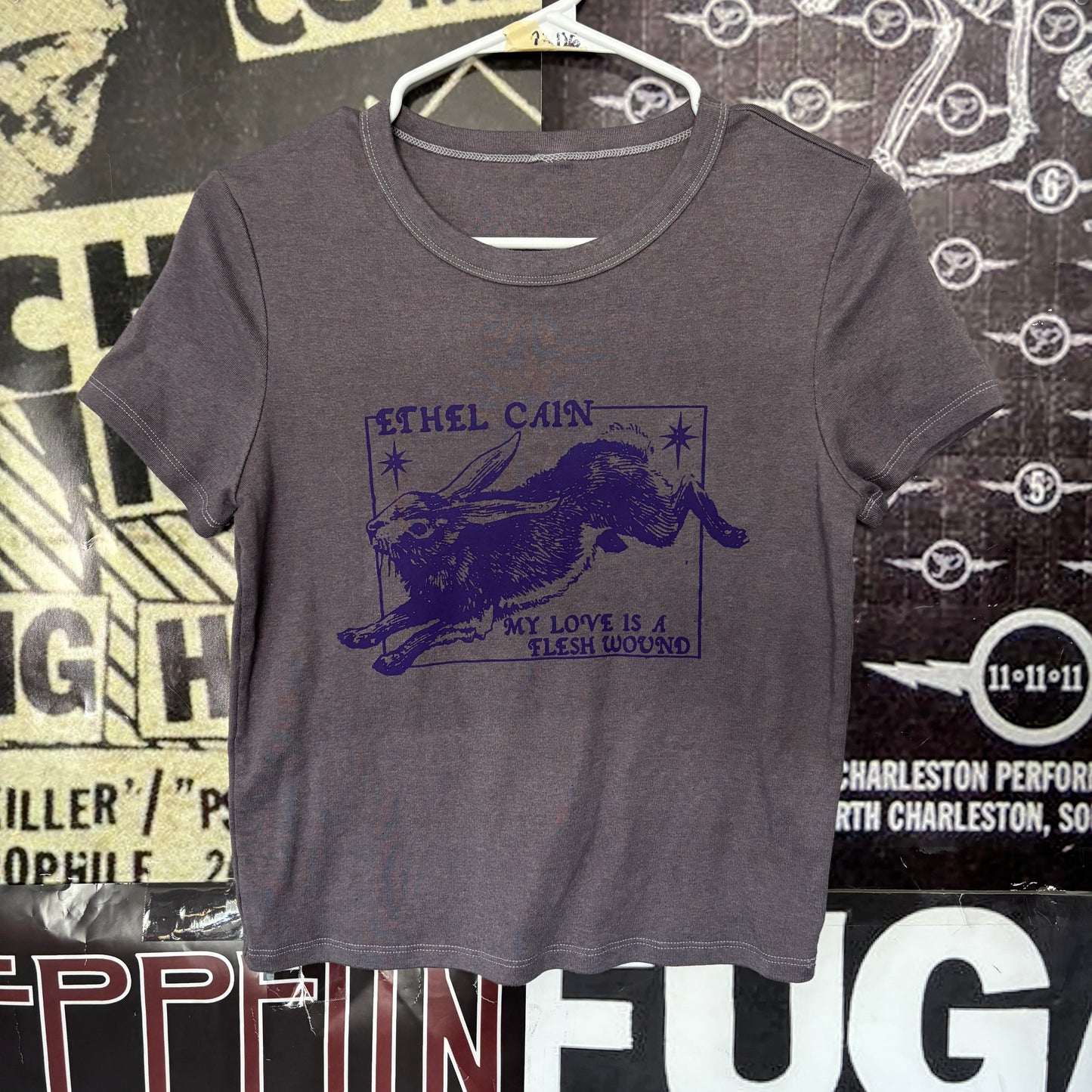 ETHEL grey/purple baby tee SM/MED