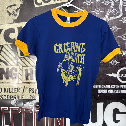 CREEPING blue/yellow ringer baby tee LAR/XL