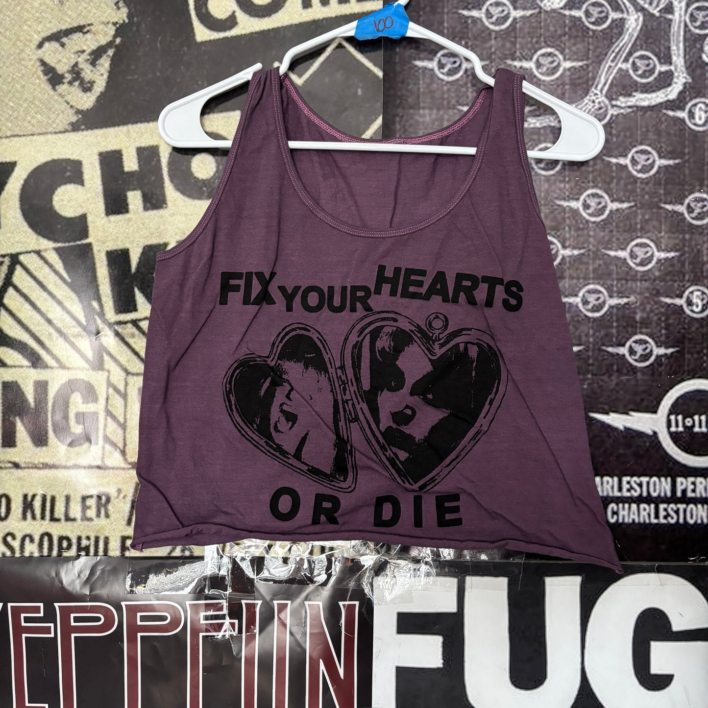 TWIN HEART purple crop tank top LAR/XL