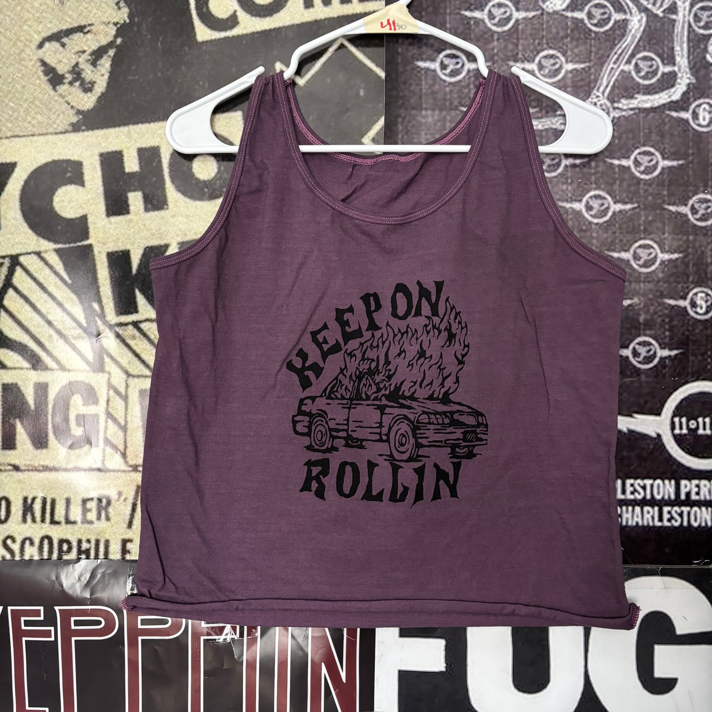 ROLLIN purple crop tank top LAR/XL