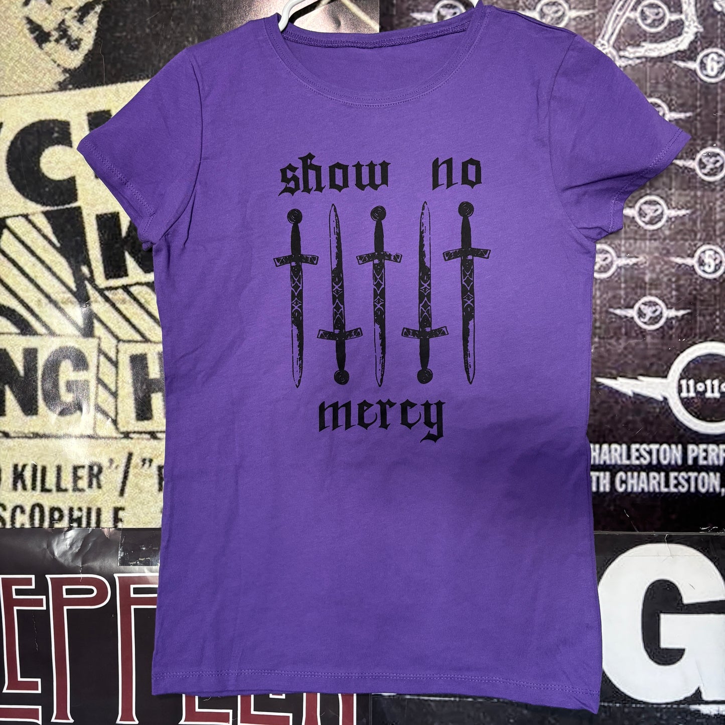 NO MERCY purple babydoll tee SM/MED