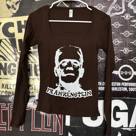 FRANKENSTEIN  brown square neck baby long sleeve MEDIUM