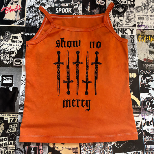 NO MERCY orange baby tank SM/MED