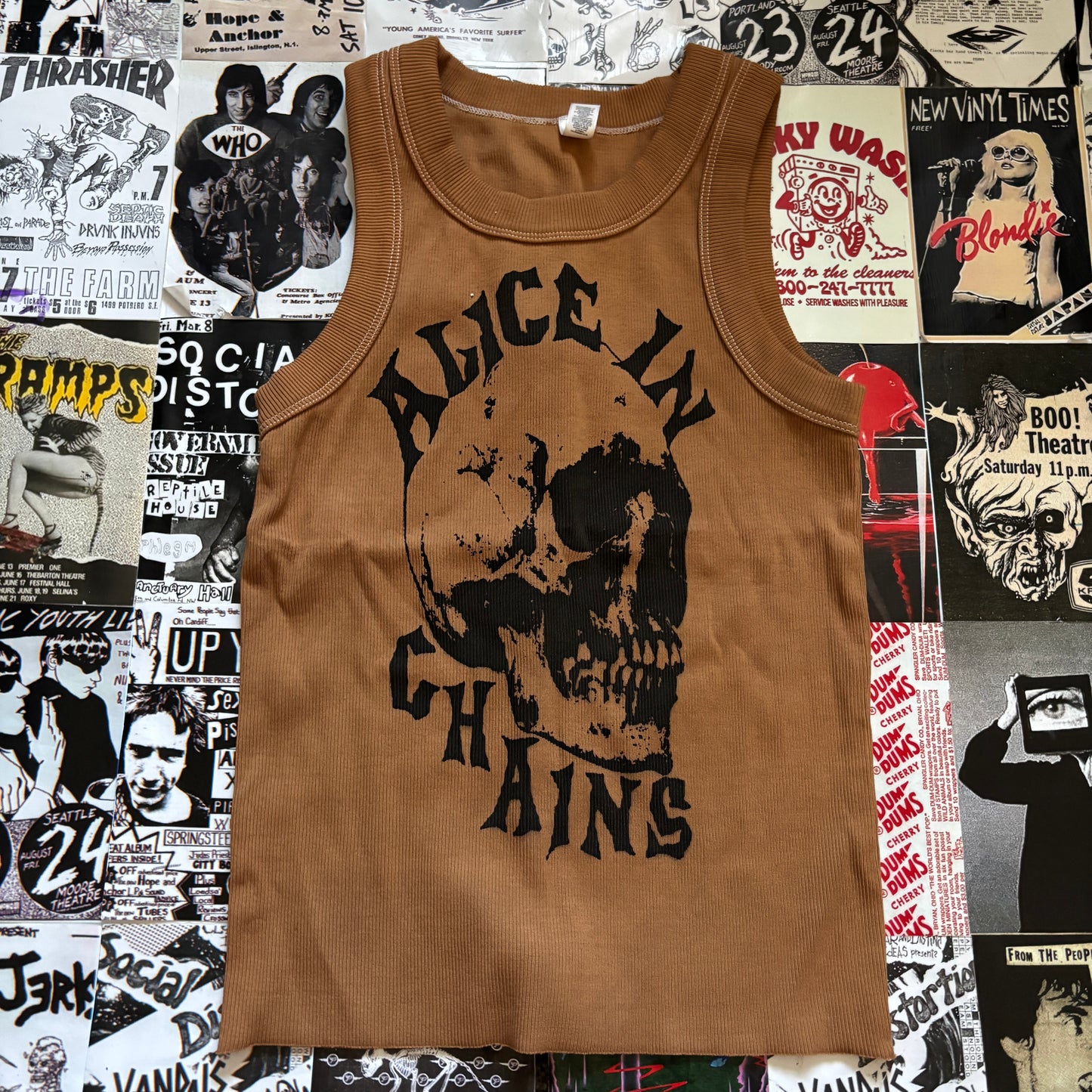 ALICE SKULL light brown ribbed tank XS/SM