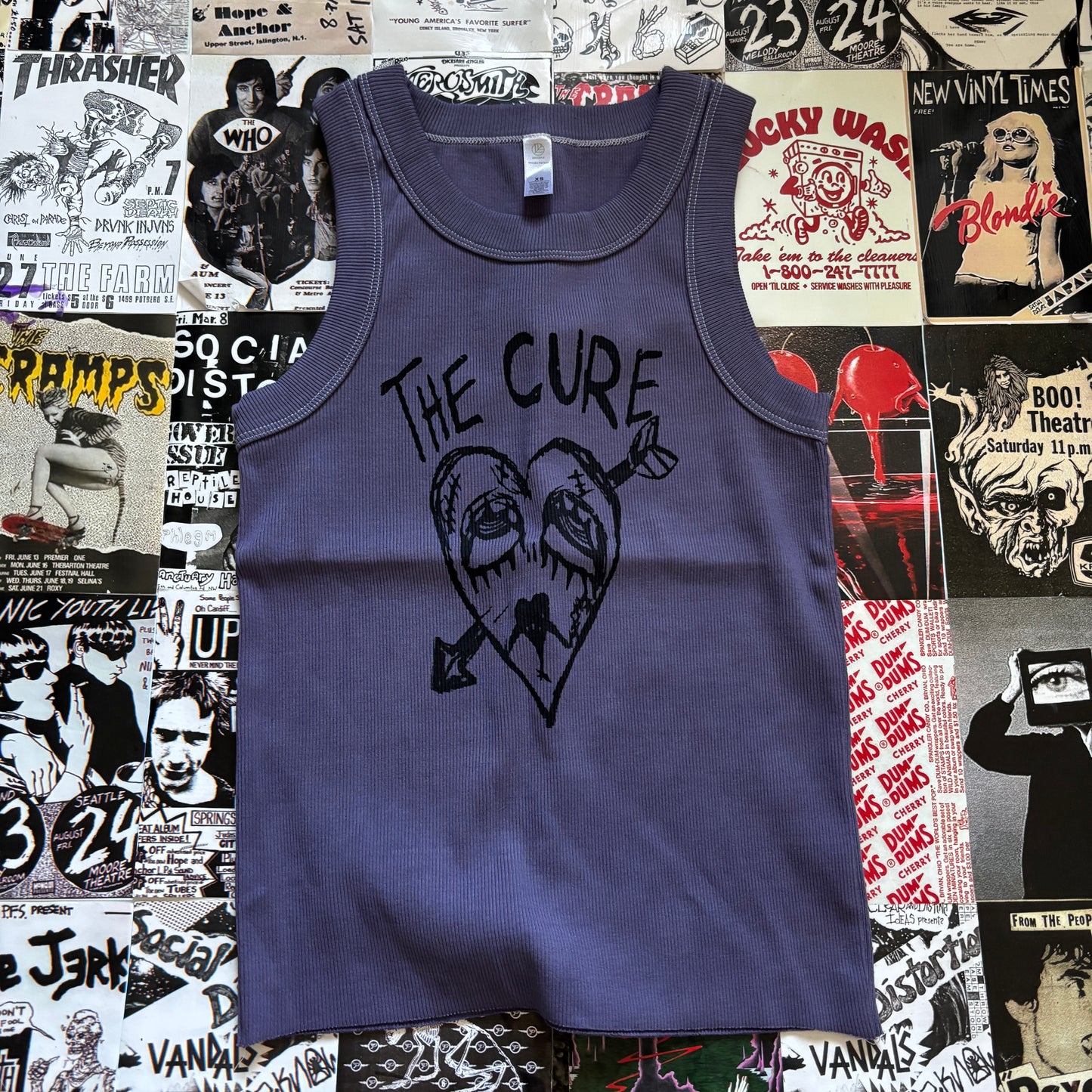 CURE HEART blue ribbed tank XS/SM