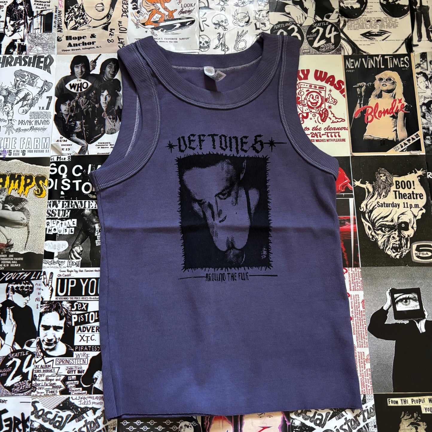 AROUND FUR blue ribbed tank XS/SM
