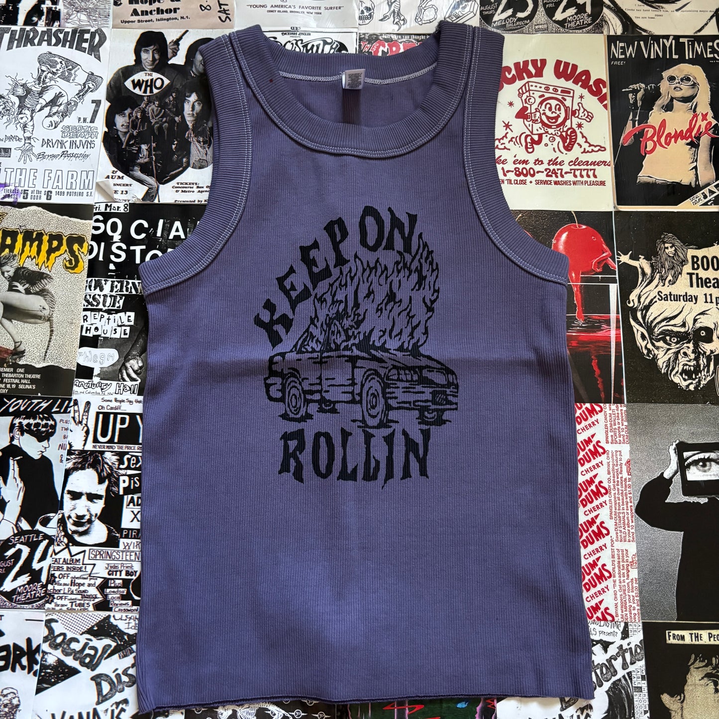 ROLLIN blue ribbed tank XS/SM