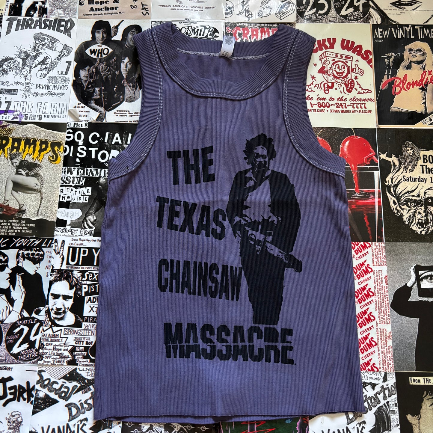 TEXAS blue ribbed tank XS/SM