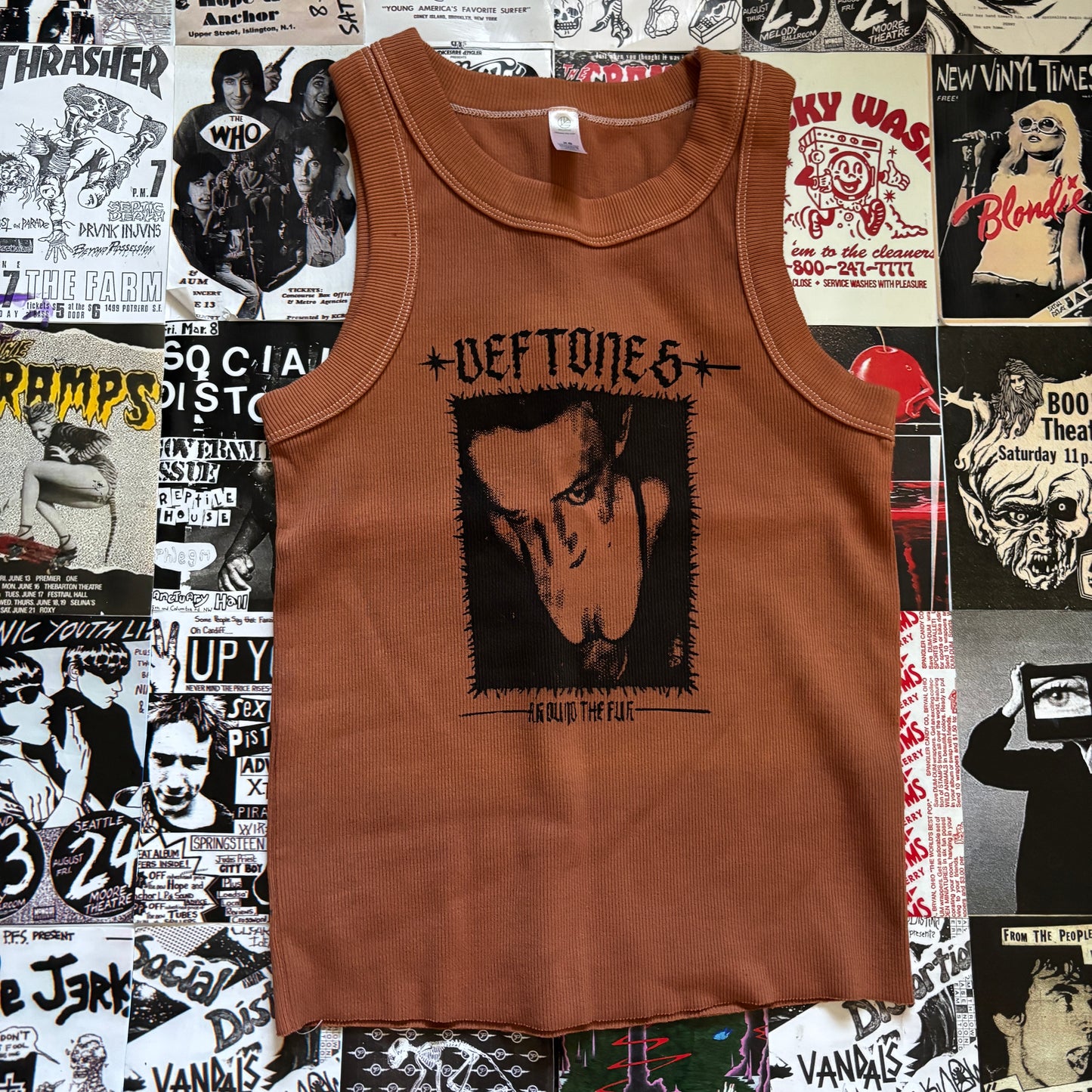 AROUND FUR rust ribbed tank top XS/SM
