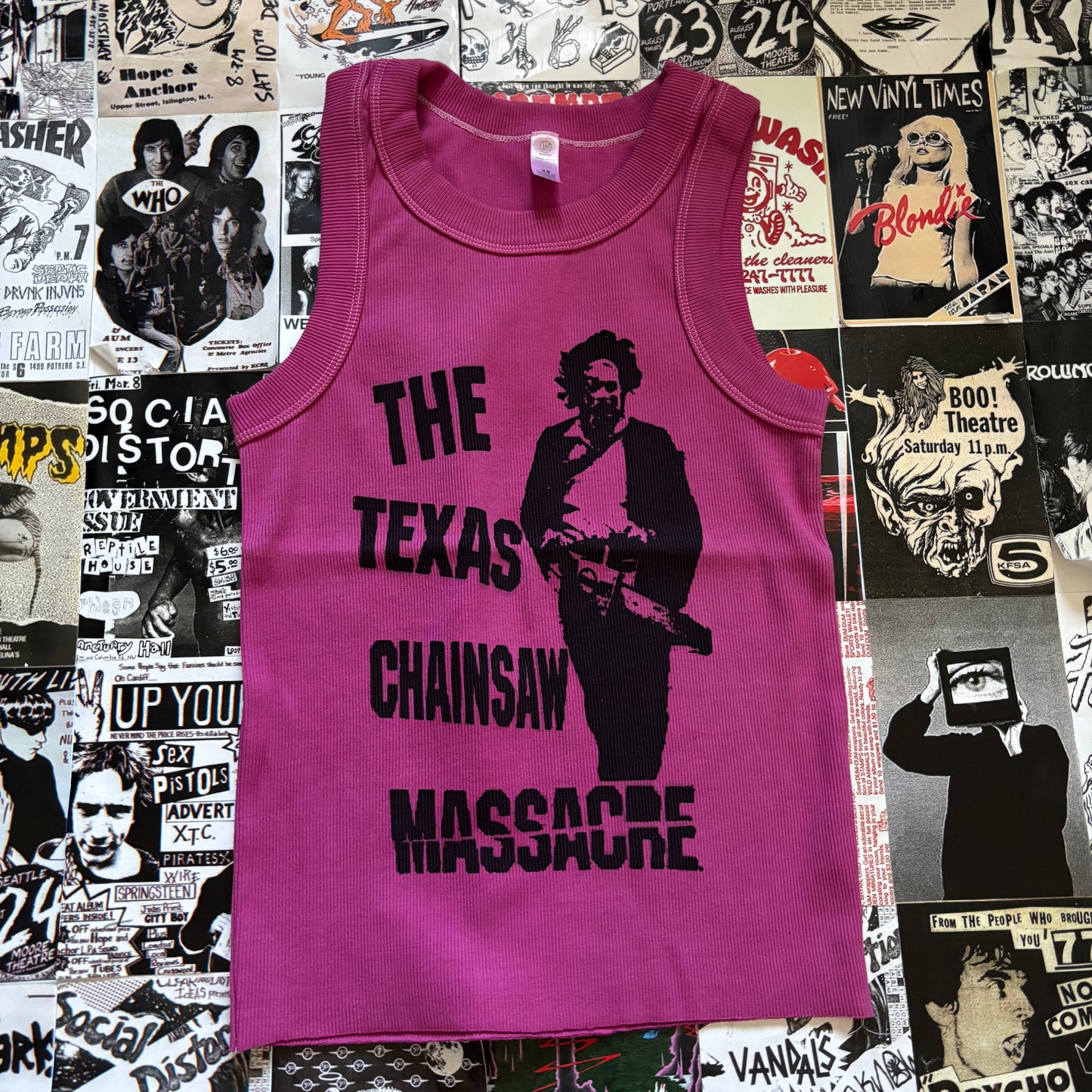 TEXAS pink ribbed tank XS/SM