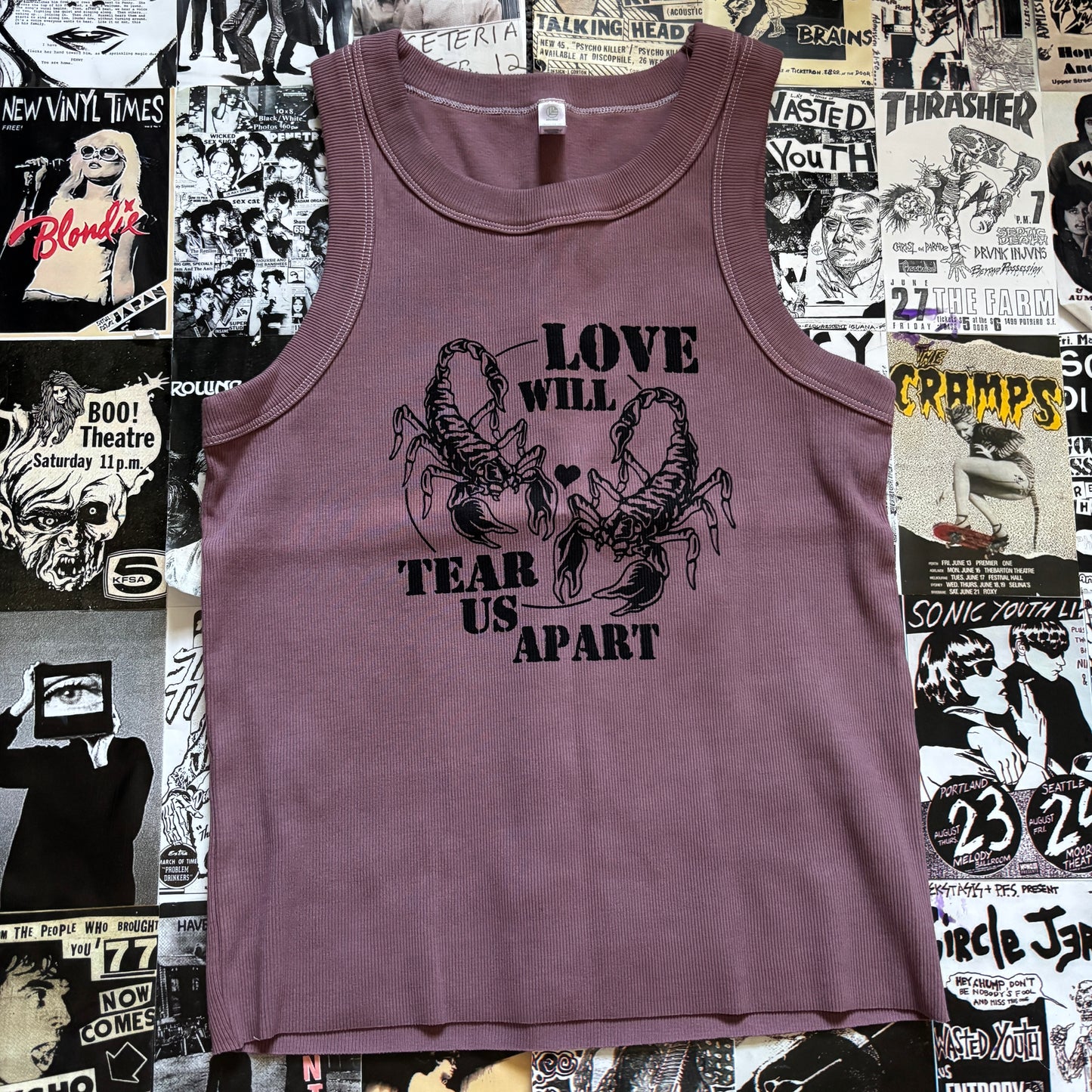JOY  brown ribbed tank LAR/XL
