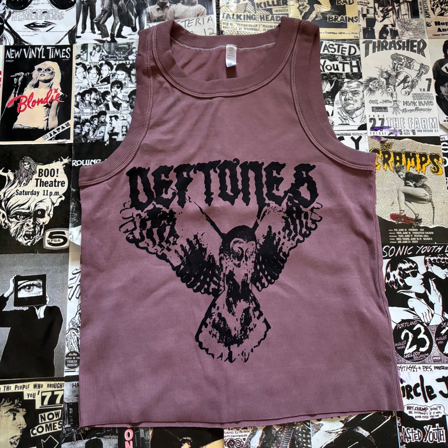 DEF OWL  brown ribbed tank LAR/XL