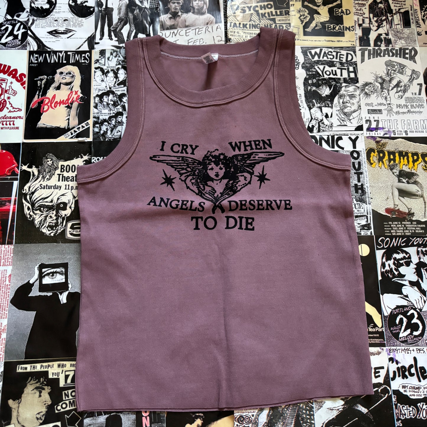 SYSTEM ANGELS  brown ribbed tank LAR/XL