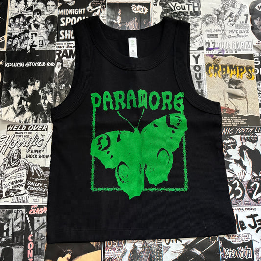PARAMORE black/green ribbed tank top XS/SM
