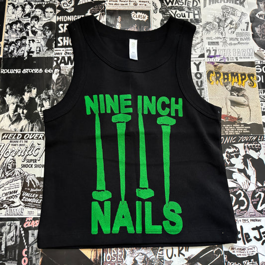 NAILS black/green ribbed tank top XS/SM
