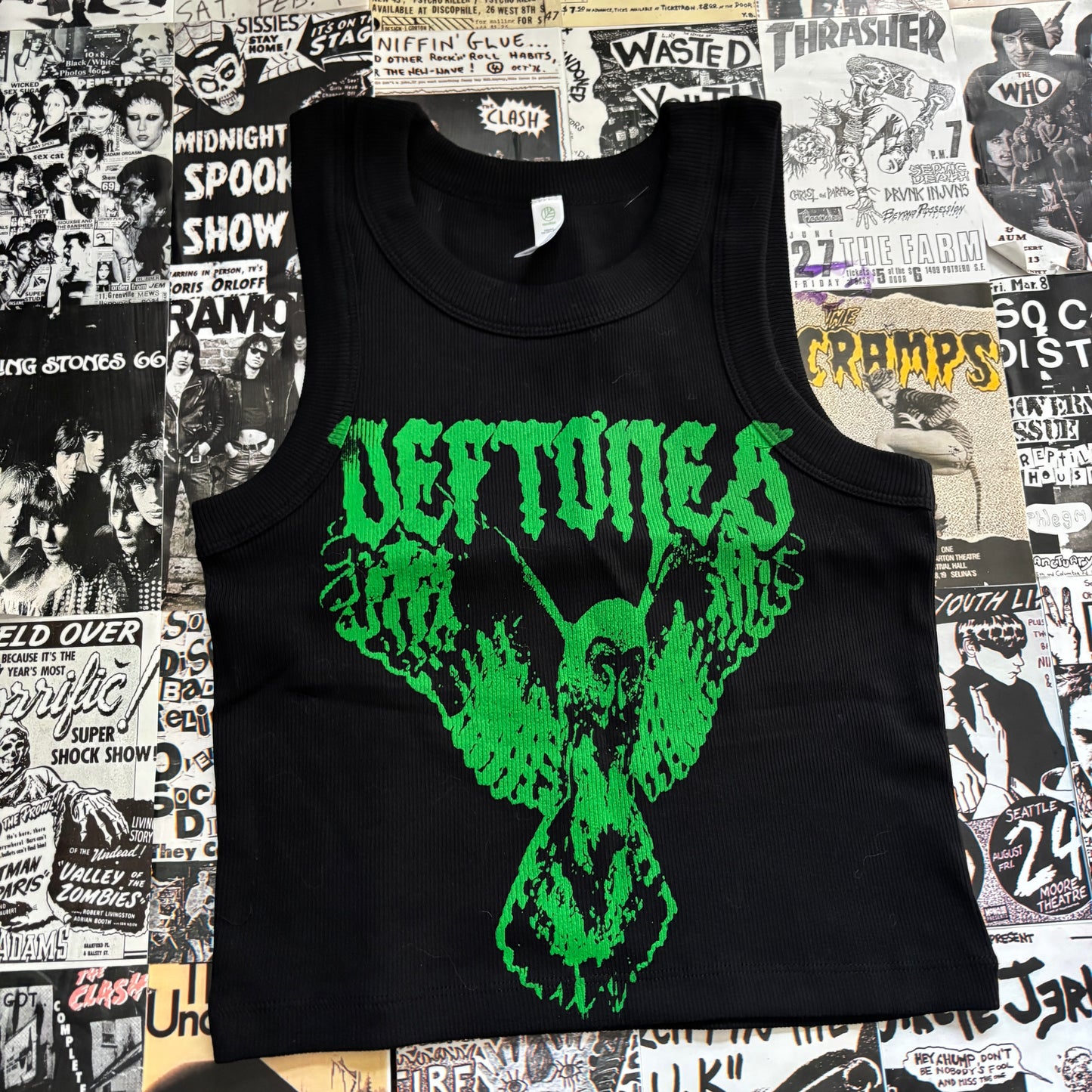 DEF OWL black/green ribbed tank top XS/SM
