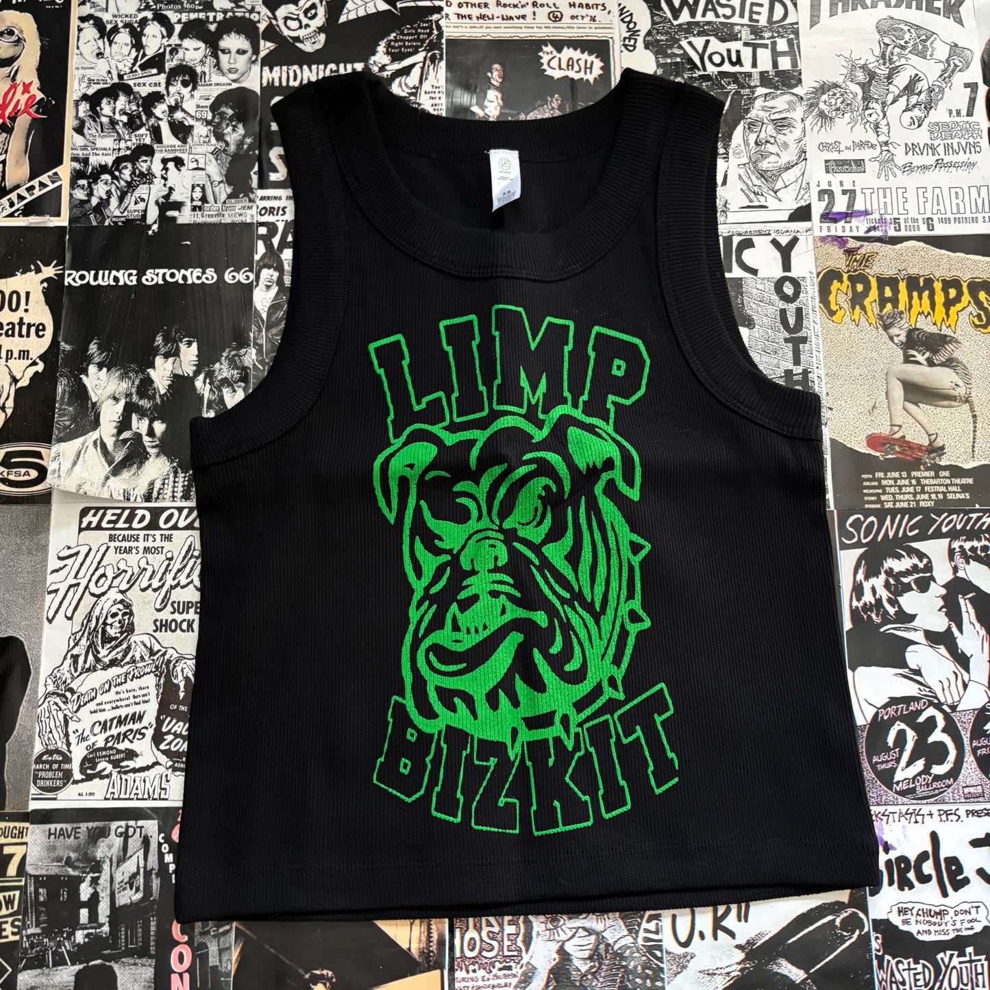 BIZKIT black/green ribbed tank top XS/SM