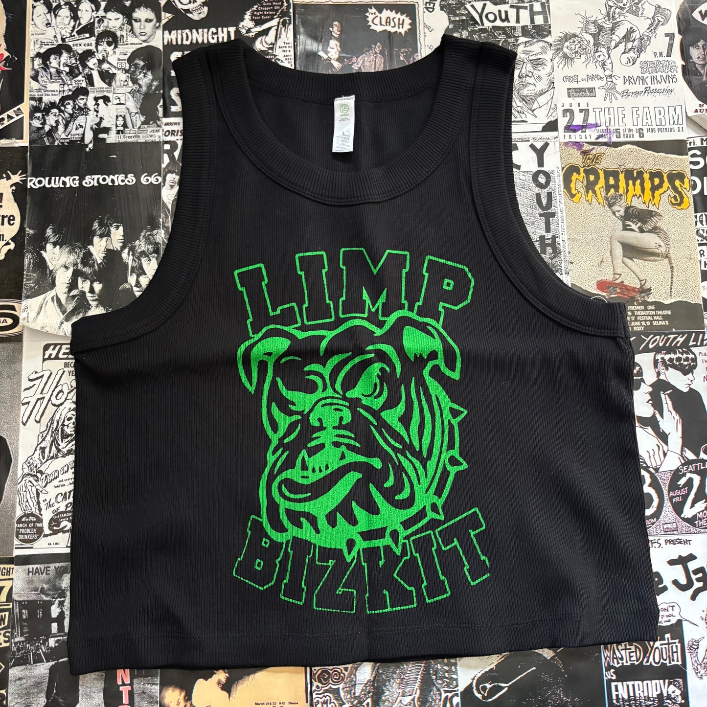 BIZKIT black/green ribbed tank top MED/LAR