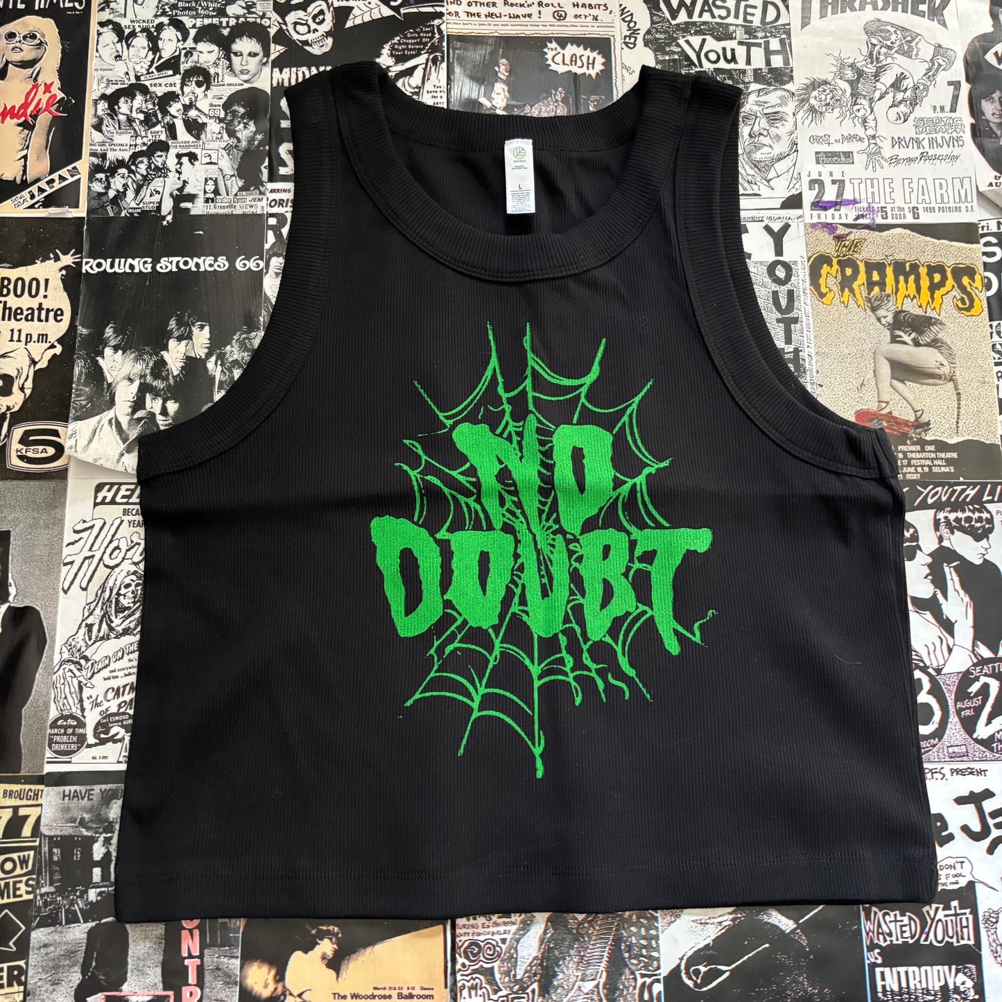 DOUBT black/green ribbed tank top MED/LAR