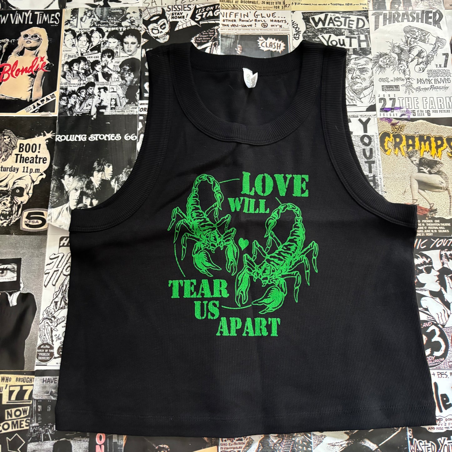 JOY DIVISION black/green ribbed tank top MED/LAR