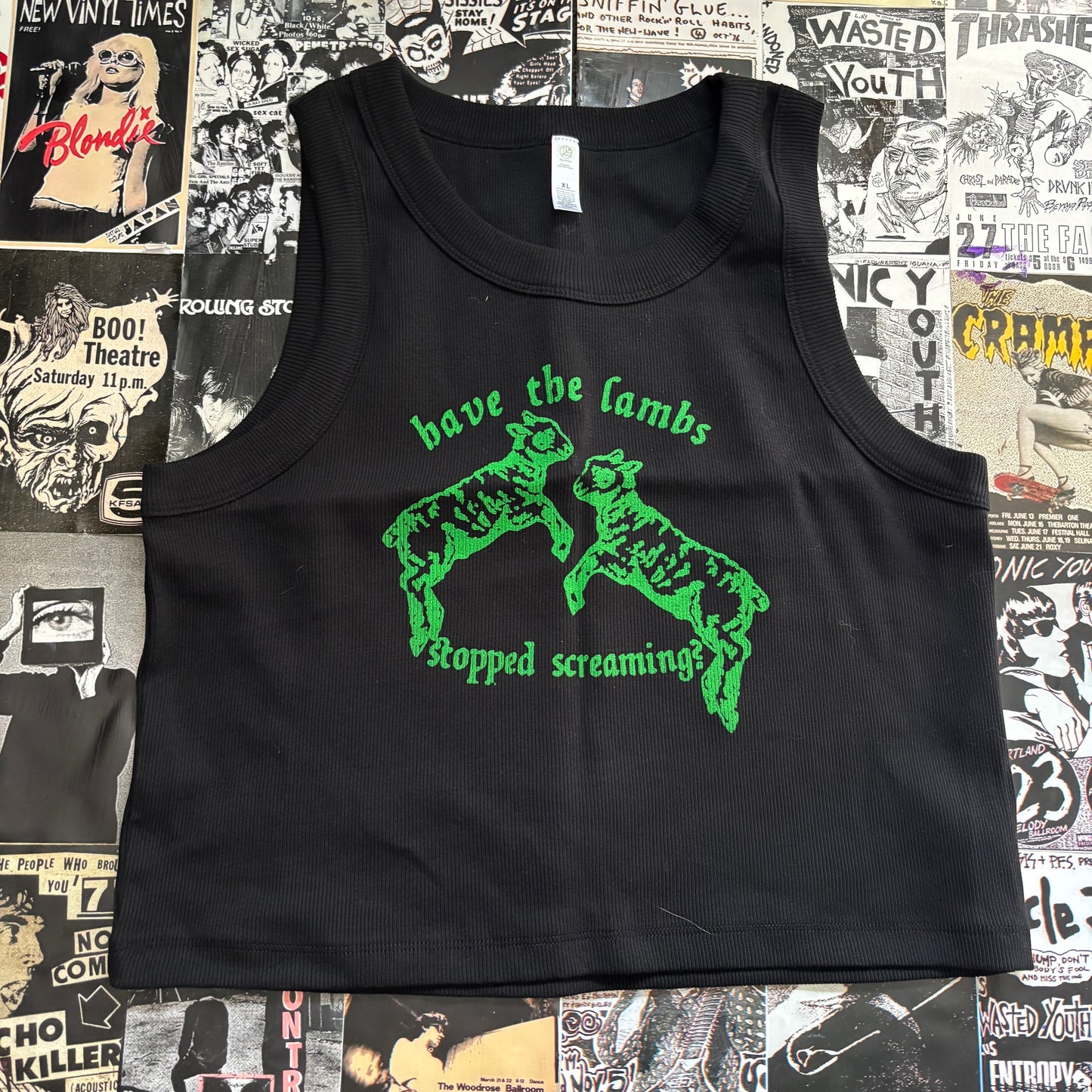 SILENCE black/green ribbed tank top LAR/XL