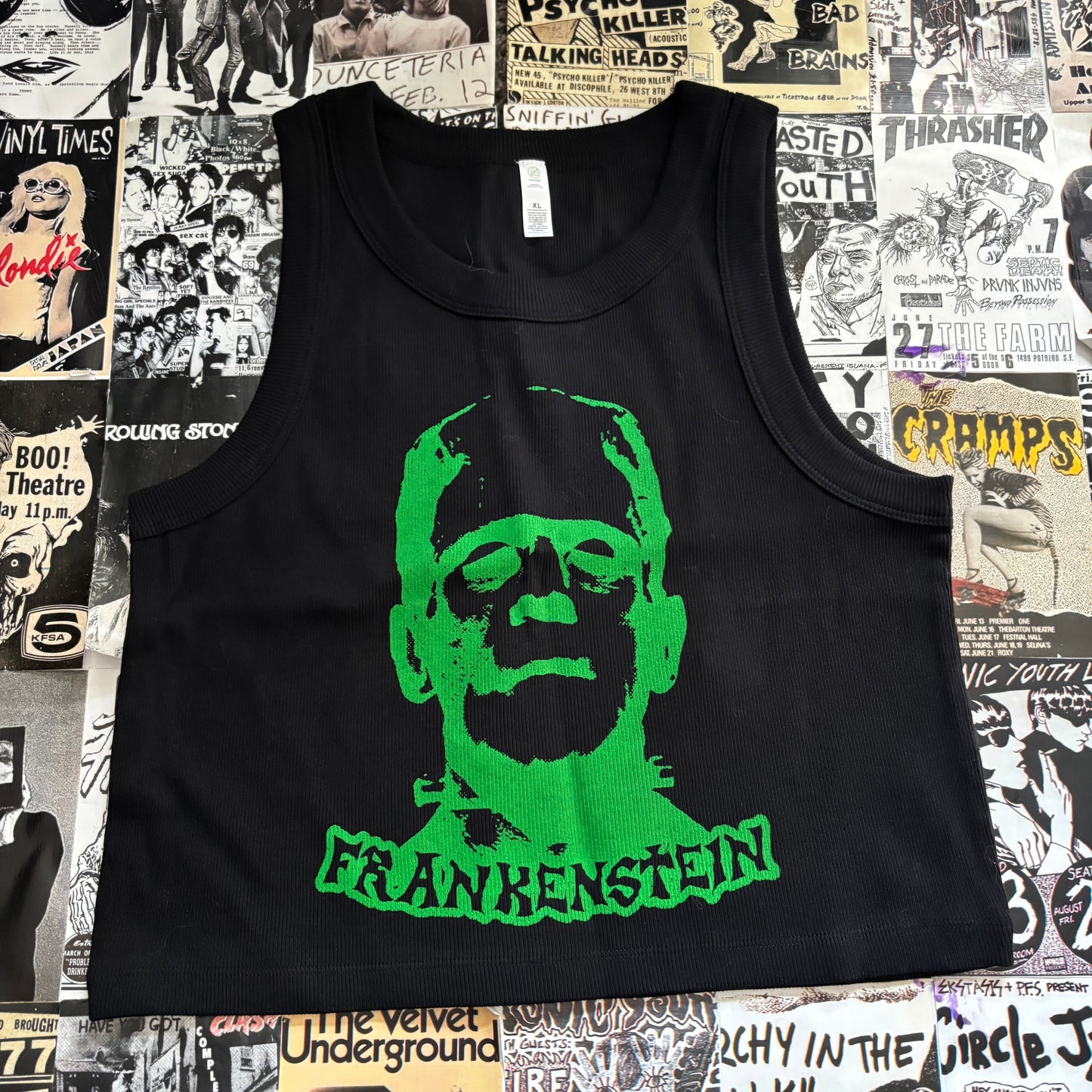 FRANKENSTEIN black/green ribbed tank top LAR/XL