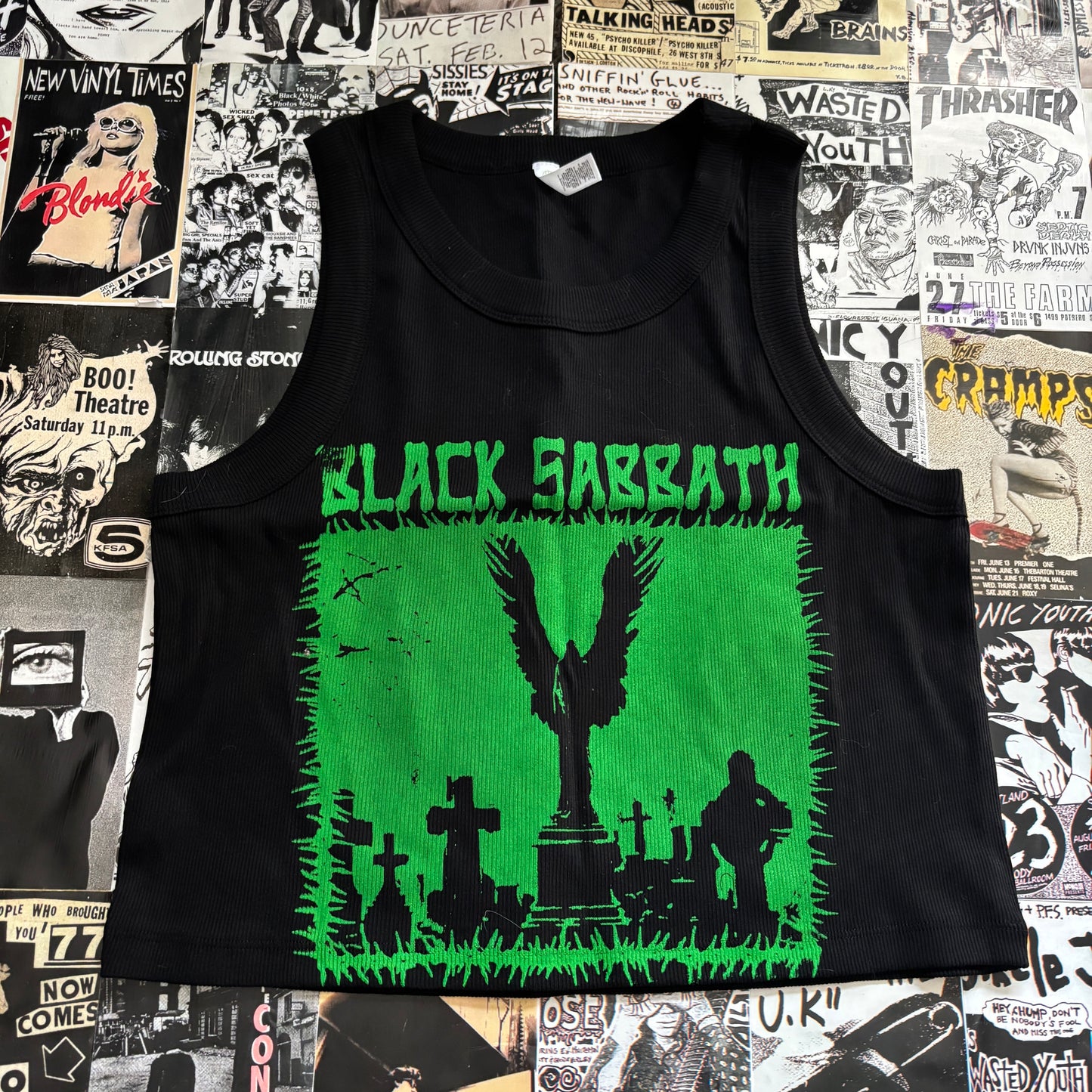 SABBATH black/green ribbed tank top LAR/XL