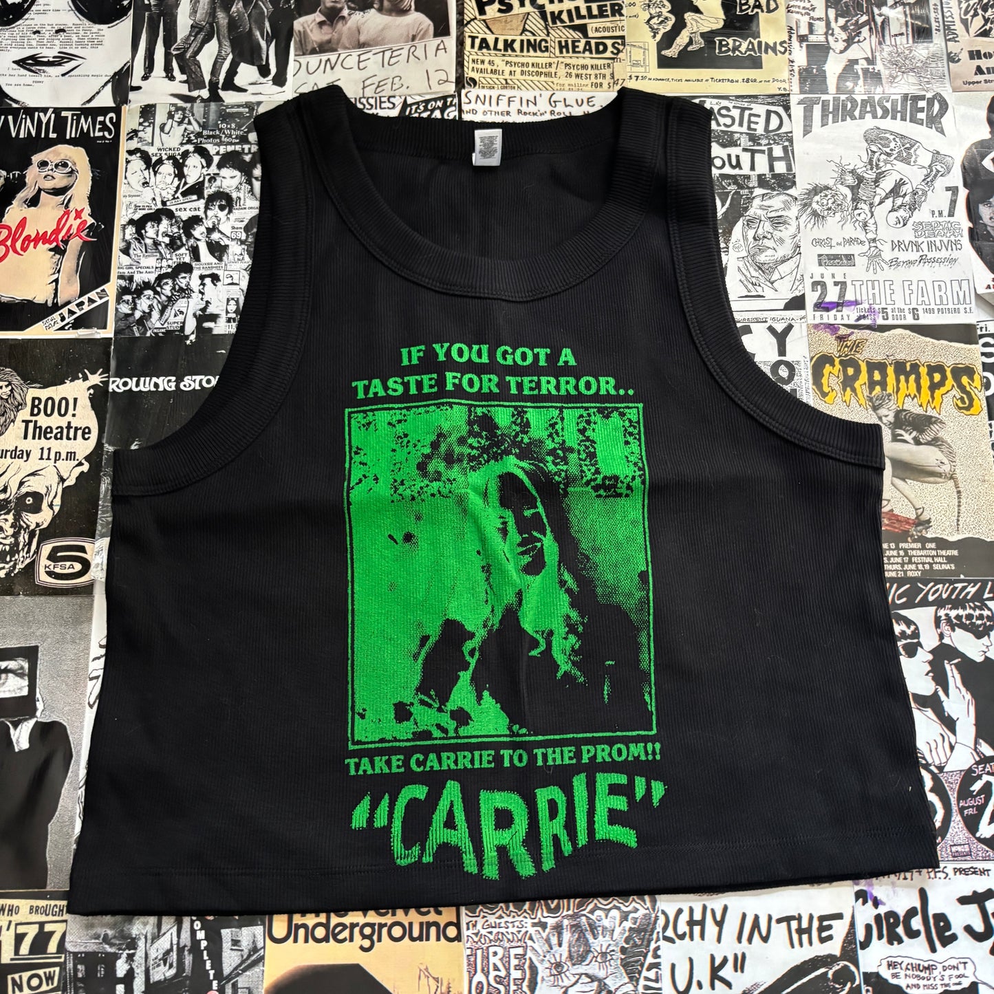 CARRIE black/green ribbed tank top LAR/XL