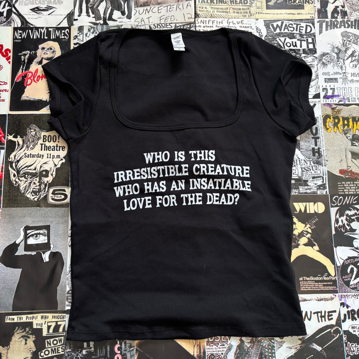 LYRICS black square neck baby tee