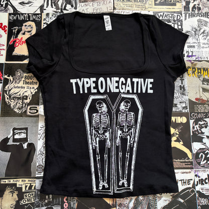 TYPE black square neck baby tee