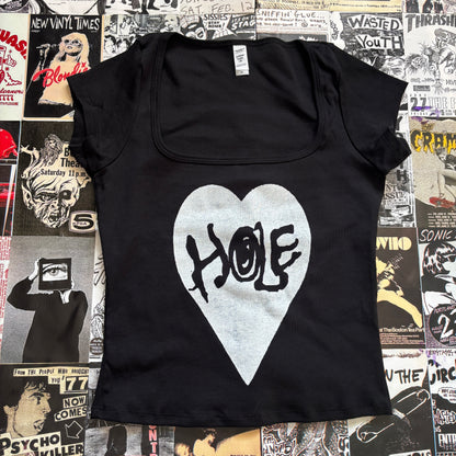 HOLE black square neck baby tee