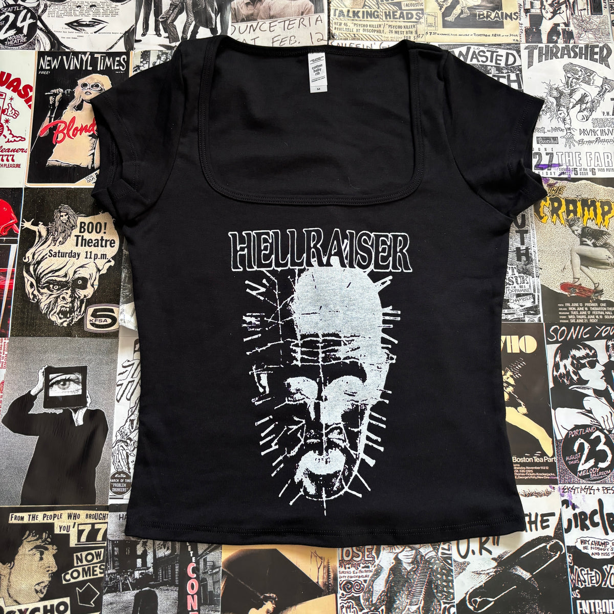HELL black square neck baby tee
