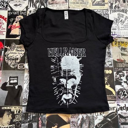HELL black square neck baby tee