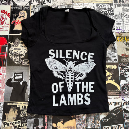 SILENCE black square neck baby tee