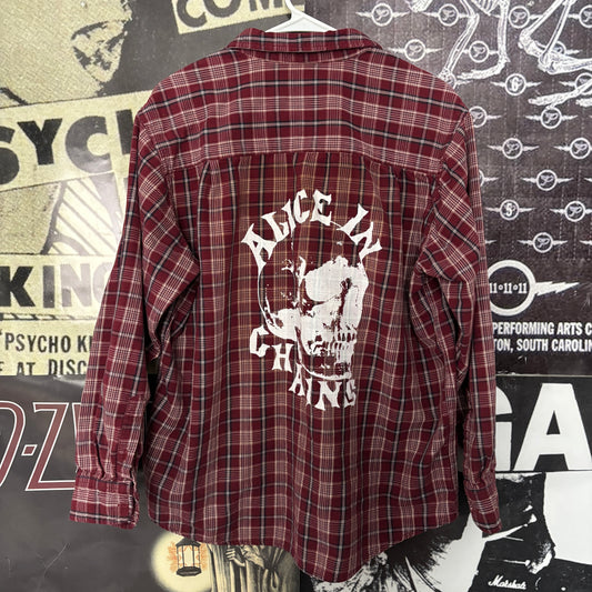 ALICE SKULL red flannel LARGE (damaged)