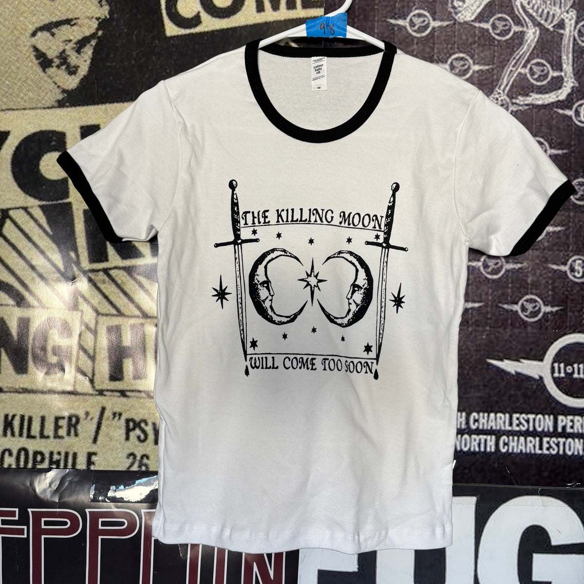 KILLING MOON b&w ringer long baby tee