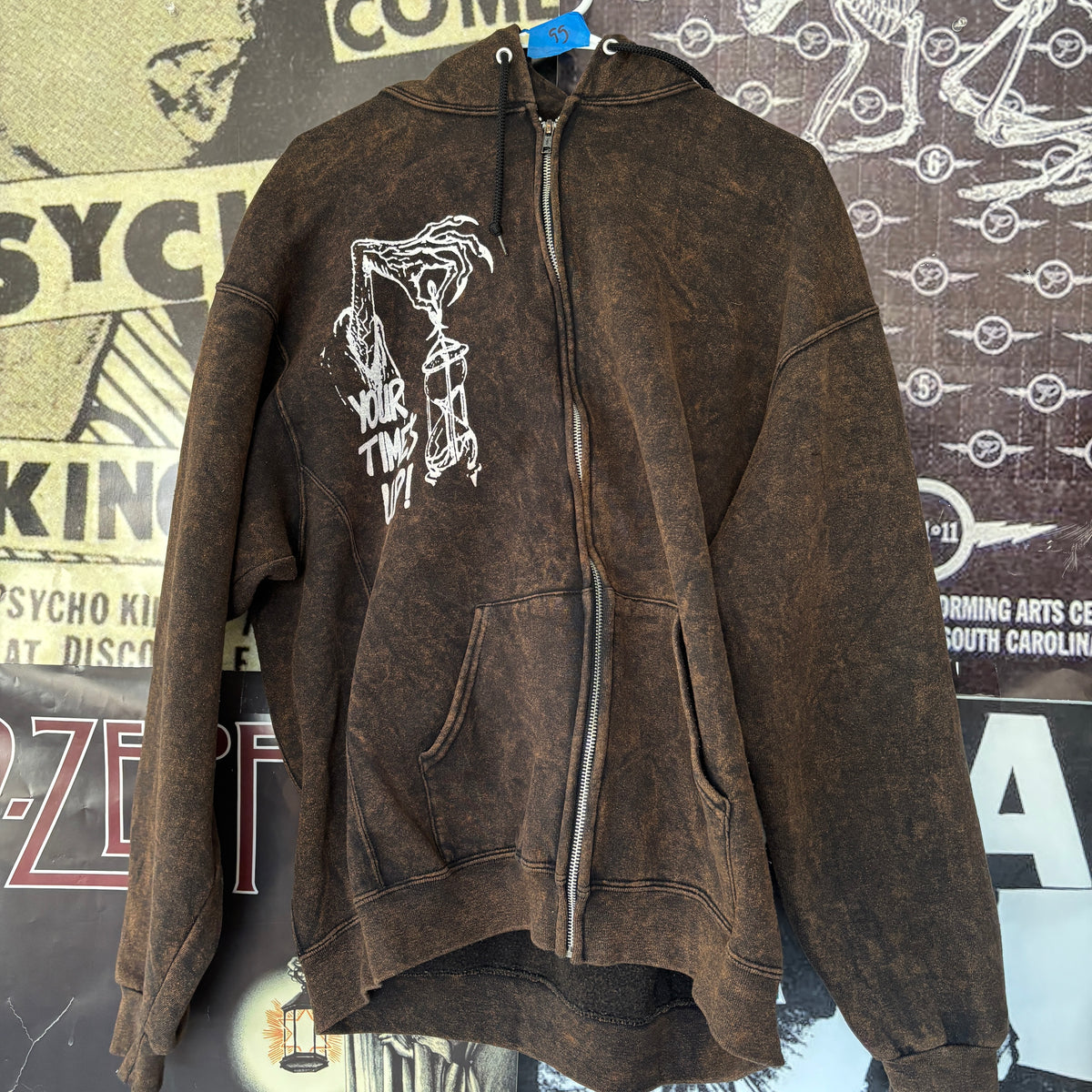 TIMES UP brown zip up hoodie LAR/XL